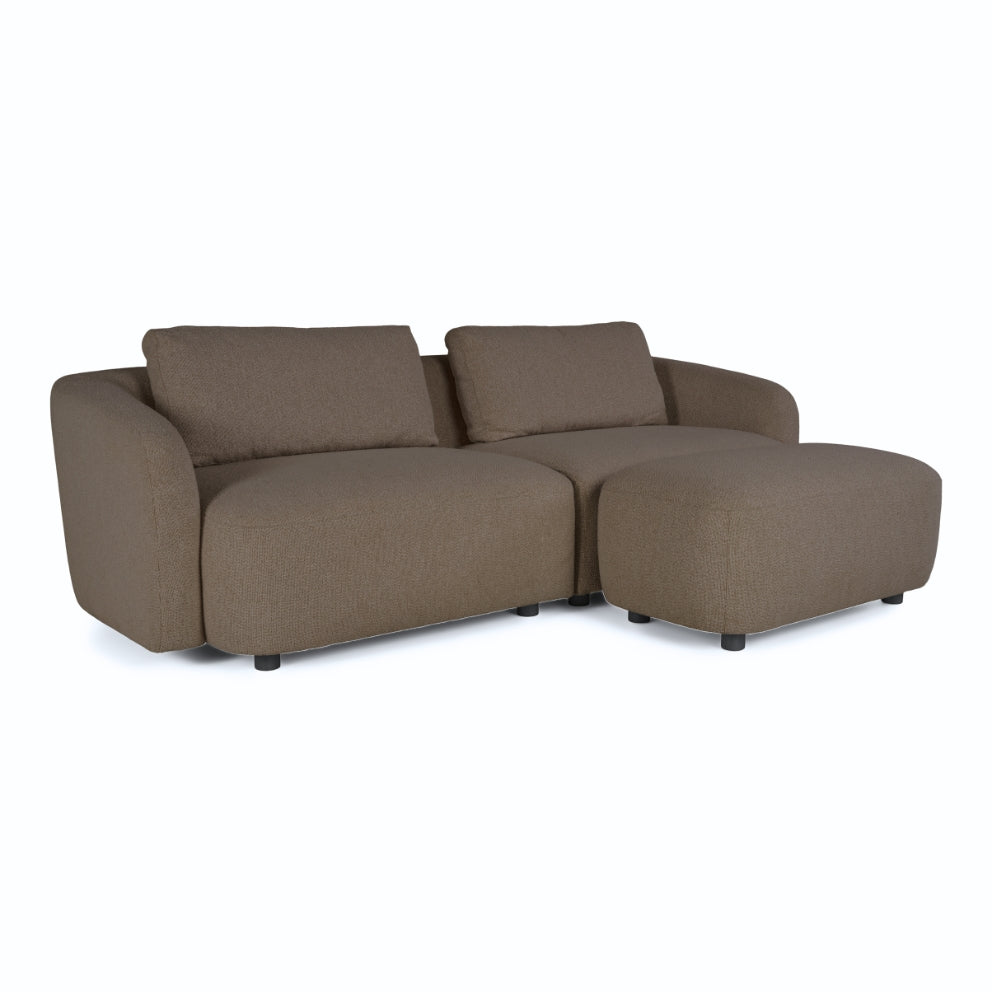 Nolio Modulsofa 220 cm - Brun Bouclé inkl. puf
