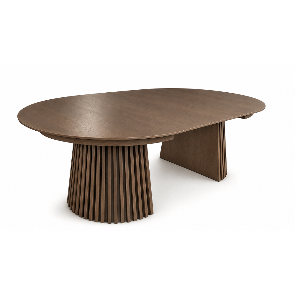 Måne Lamel Spisebord M.Tillægsplader - Smoked Eg Ø140-185-230 cm