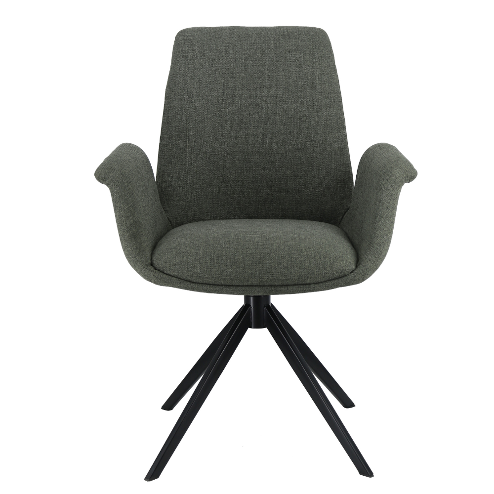 Arvik Spisebordsstol - Grøn Stof m. 180 drejefunktion