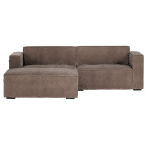 Balu Sofa - Grå/Brun Fløjl inkl. puf - 240 cm