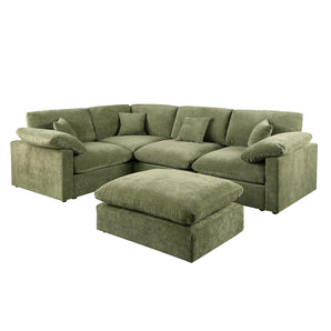 Alva Cloudsofa 4-pers. venstrevendt hjørnesofa inkl. puf - Grøn