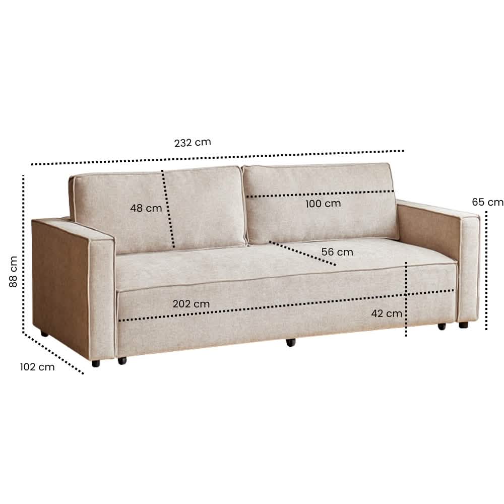 Milano Sovesofa - 232 cm - Beige