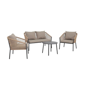 Vinstra 4-pers. Loungesæt - Beige m. sorte metalben