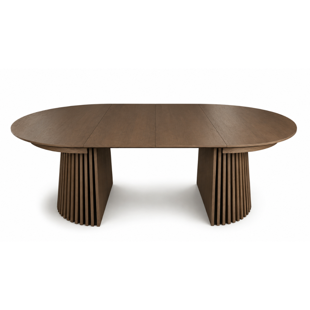 Måne Lamel Spisebord M.Tillægsplader - Smoked Eg Ø140-185-230 cm