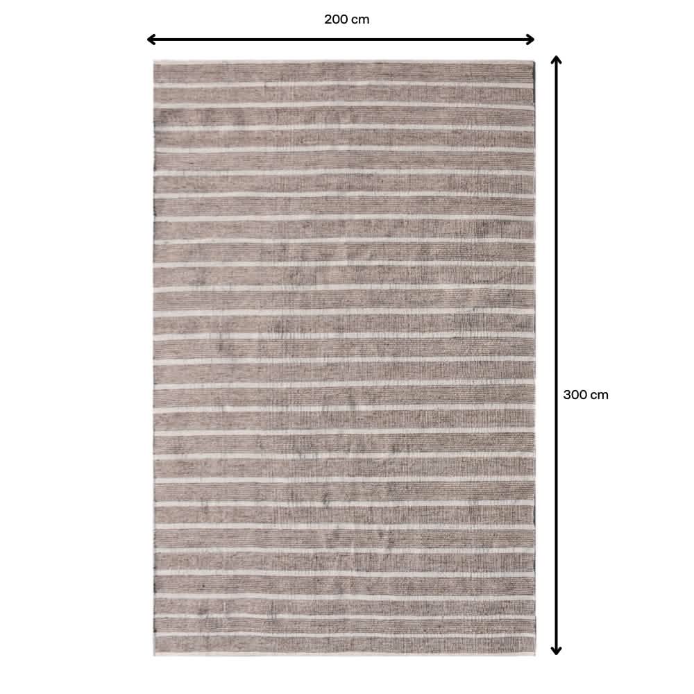 Stribet brun udendørs tæppe i PE - 200 x 300 cm