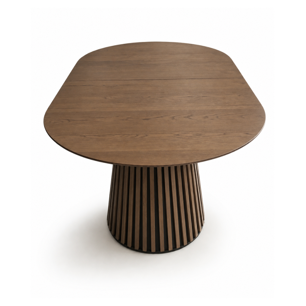 Måne Lamel Spisebord M.Tillægsplader - Smoked Eg Ø140-185-230 cm