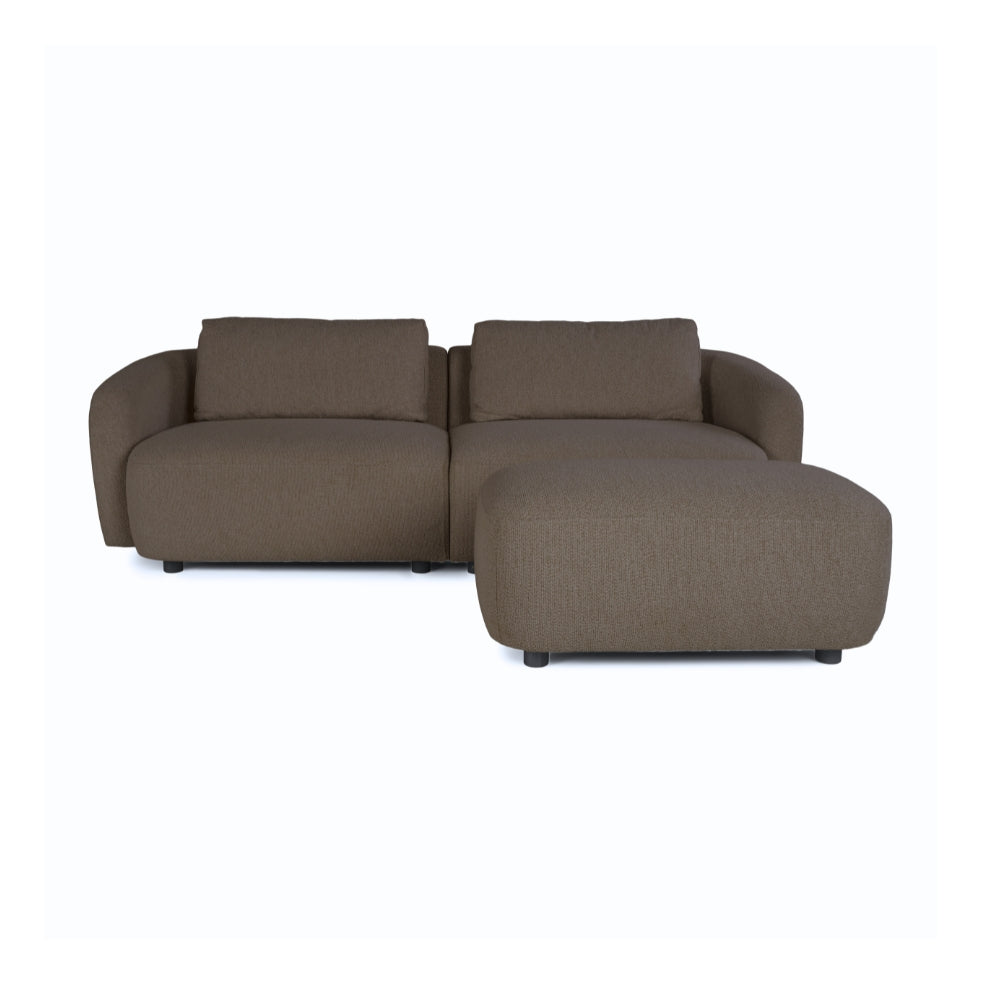 Nolio Modulsofa 220 cm - Brun Bouclé inkl. puf