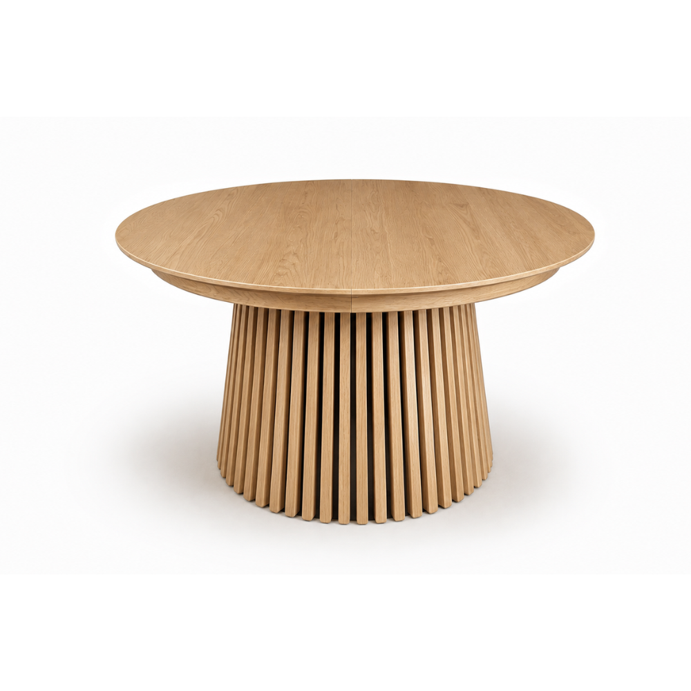 Måne Lamel Spisebord M. Tillægsplader - Natur Eg Ø140-185-230 cm