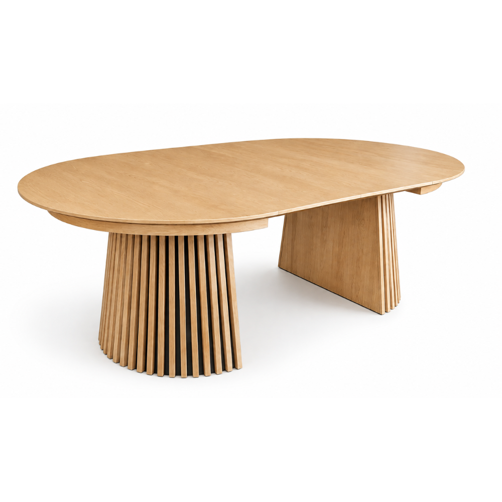 Måne Lamel Spisebord M. Tillægsplader - Natur Eg Ø140-185-230 cm