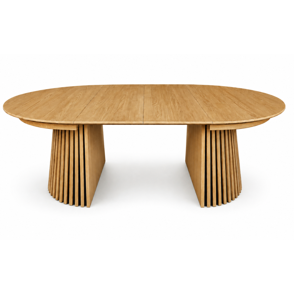 Måne Lamel Spisebord M. Tillægsplader - Natur Eg Ø140-185-230 cm