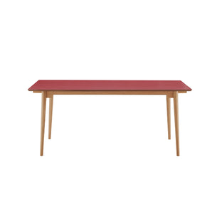 Holms Spisebord i 180 cm, inkl. plader i natur eg og bordeaux