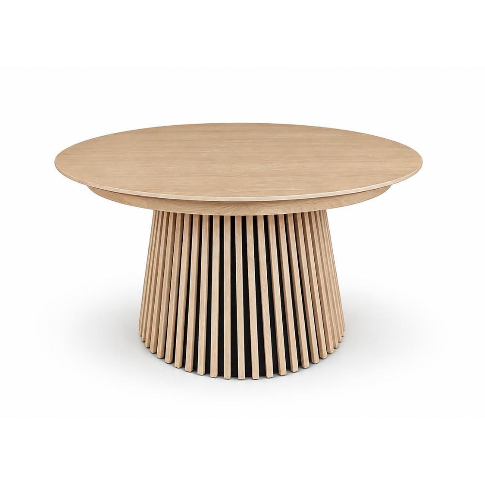 Måne Lamel Spisebord M.Tillægsplader - Lys Natur Eg Ø140-185-230 cm