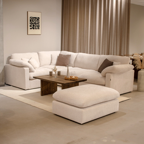 Alva Cloudsofa 4-pers. venstrevendt hjørnesofa inkl. puf - Beige