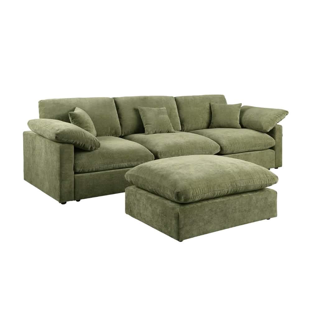 Alva Cloudsofa 3-pers. sofa inkl. puf - Grøn