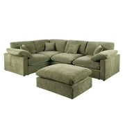 Alva Cloudsofa 4-pers. venstrevendt hjørnesofa inkl. puf - Grøn