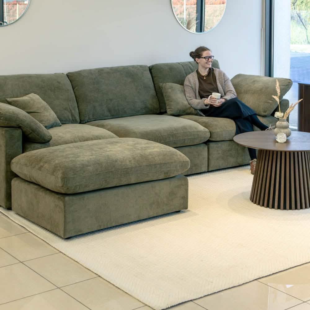 Alva Cloudsofa 3-pers. sofa inkl. puf - Grøn