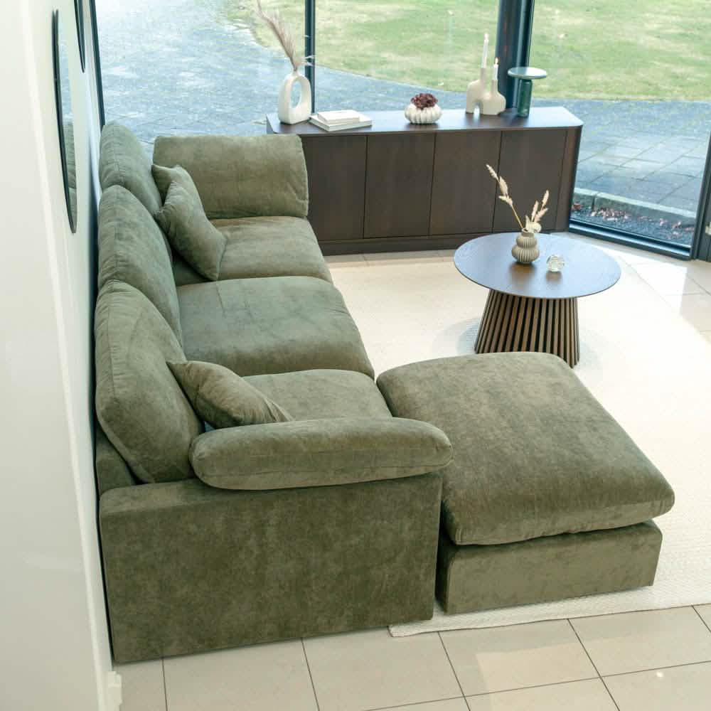 Alva Cloudsofa 3-pers. sofa inkl. puf - Grøn