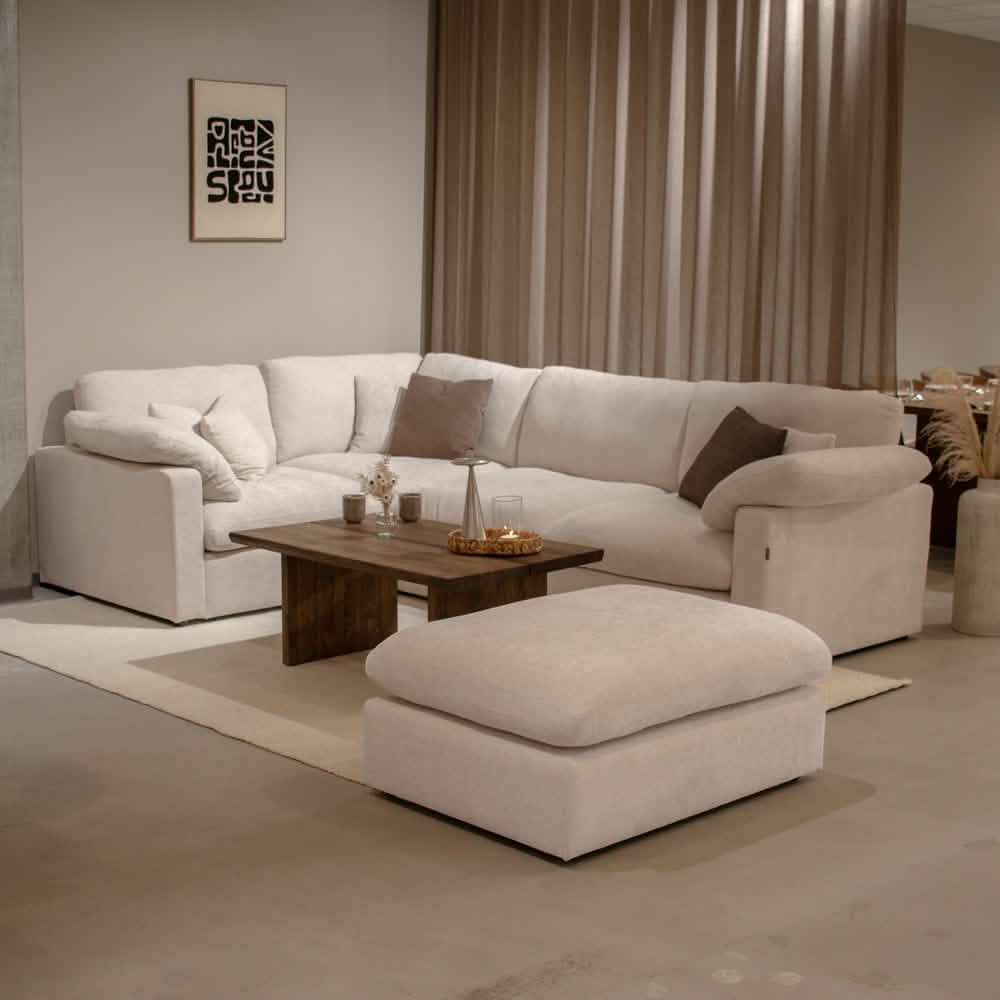 Alva Cloudsofa 4-pers. højrevendt hjørnesofa inkl. puf i højrevendt - Beige