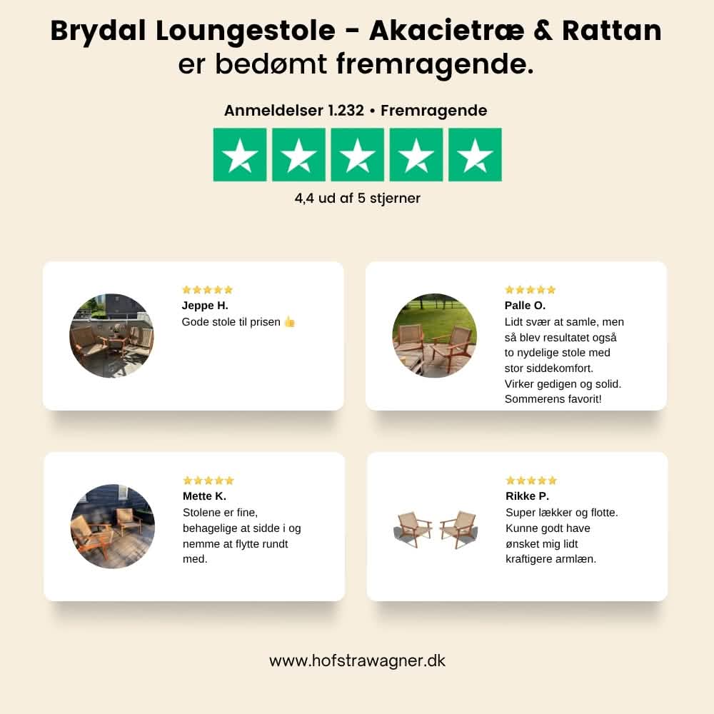 Brydal Loungestole - Akacietræ & Rattan i Lys Natur, 2 stk.