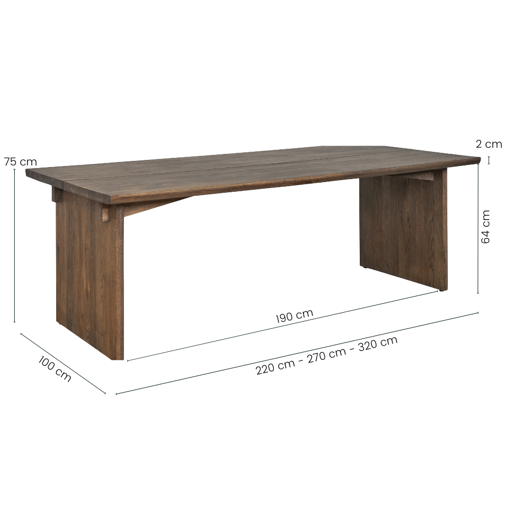Arko Plankebord m. Tillægsplader - Smoked Eg - 220 cm