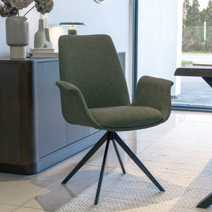 Arvik Spisebordsstol - Grøn Stof m. 180 drejefunktion