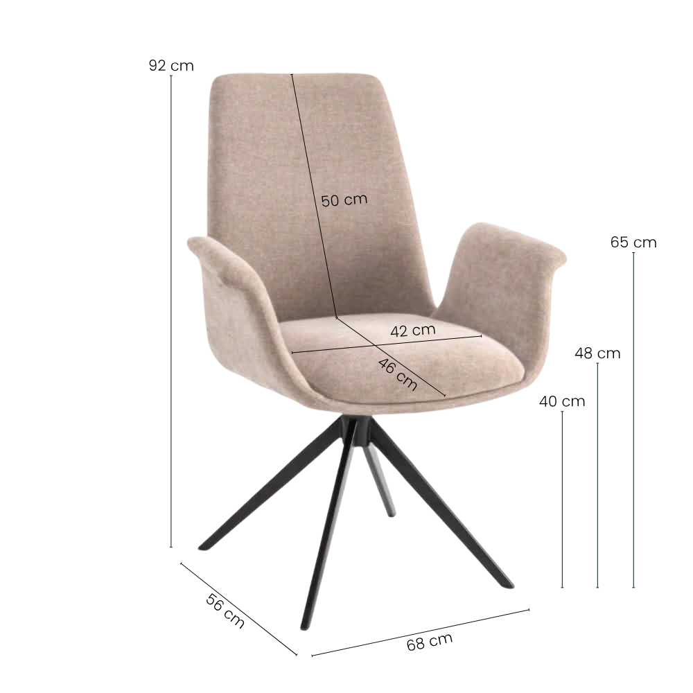 Arvik Spisebordsstol - Beige Stof m. 180 Drejefunktion