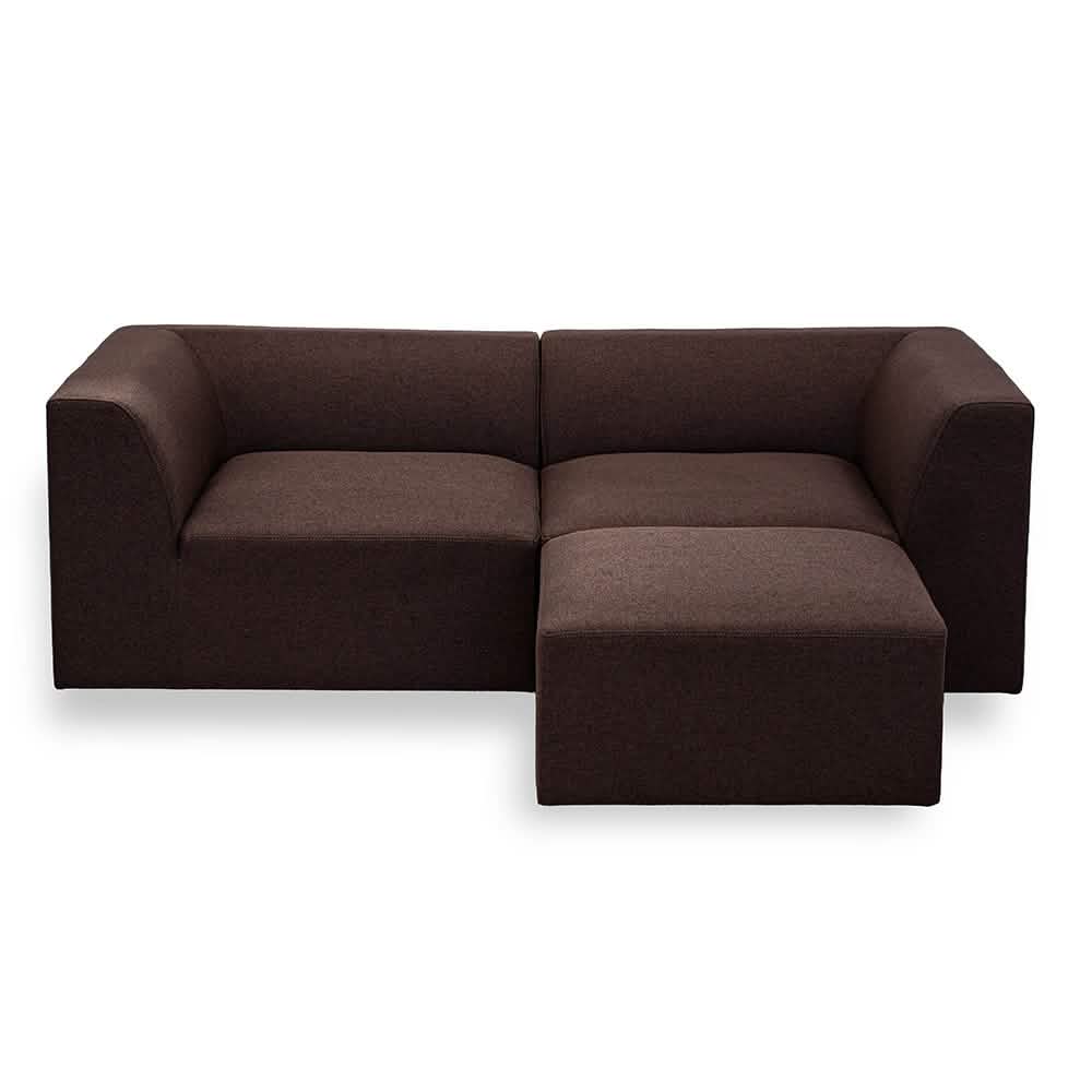 Balder 2-personers Sofa m. Puf - Brun