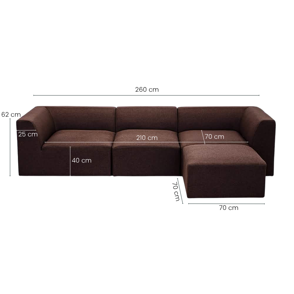 Balder 3-Pers. Sofa m. Puf - Brun