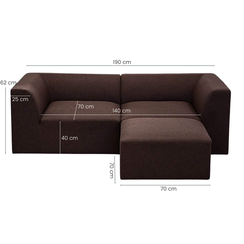 Balder 2-Pers. Sofa m. Puf - Brun