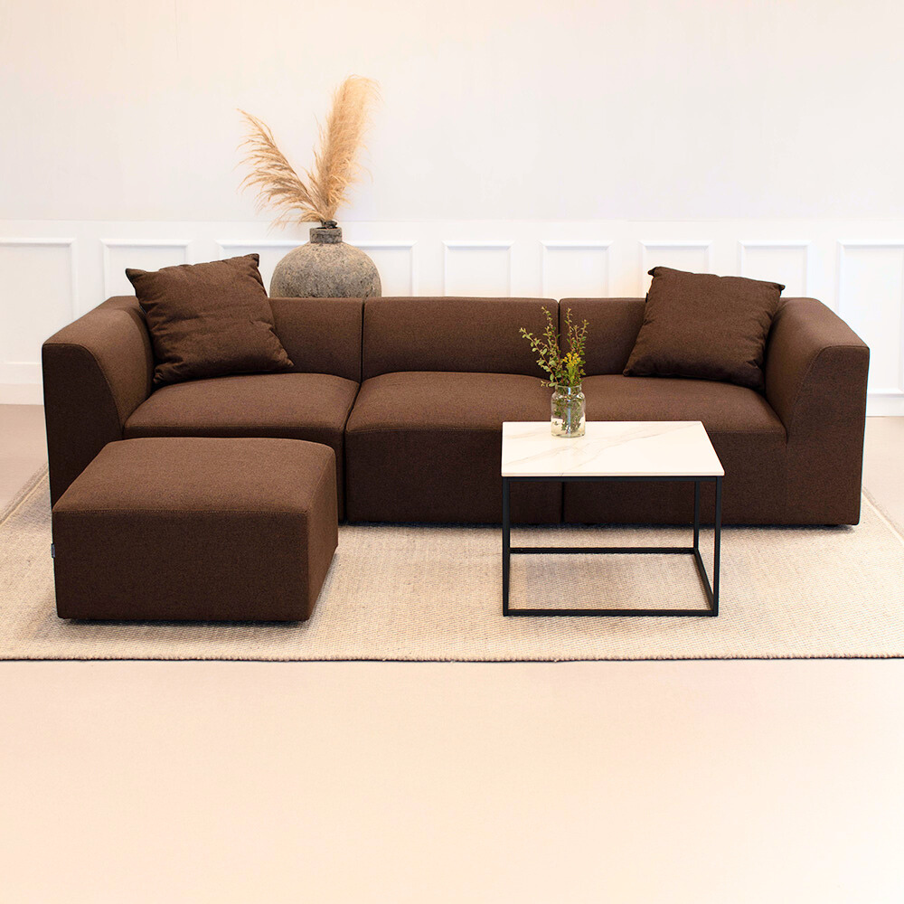 Balder 3-personers Sofa m. Puf - Brun