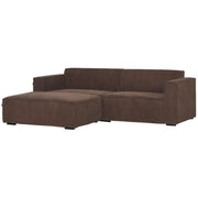 Balu Sofa - Brun Fløjl m. Puf - 240 cm