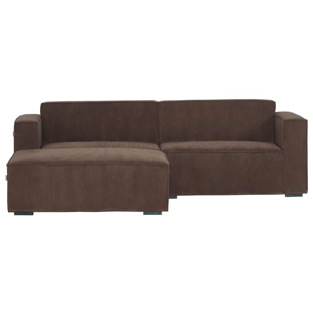Balu Sofa - Brun Fløjl m. Puf - 240 cm