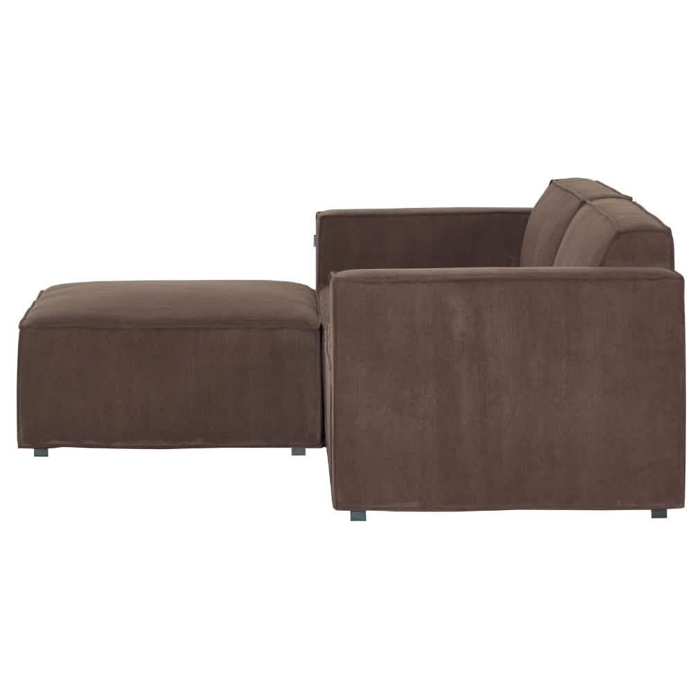 Balu Sofa - Brun Fløjl m. Puf - 240 cm