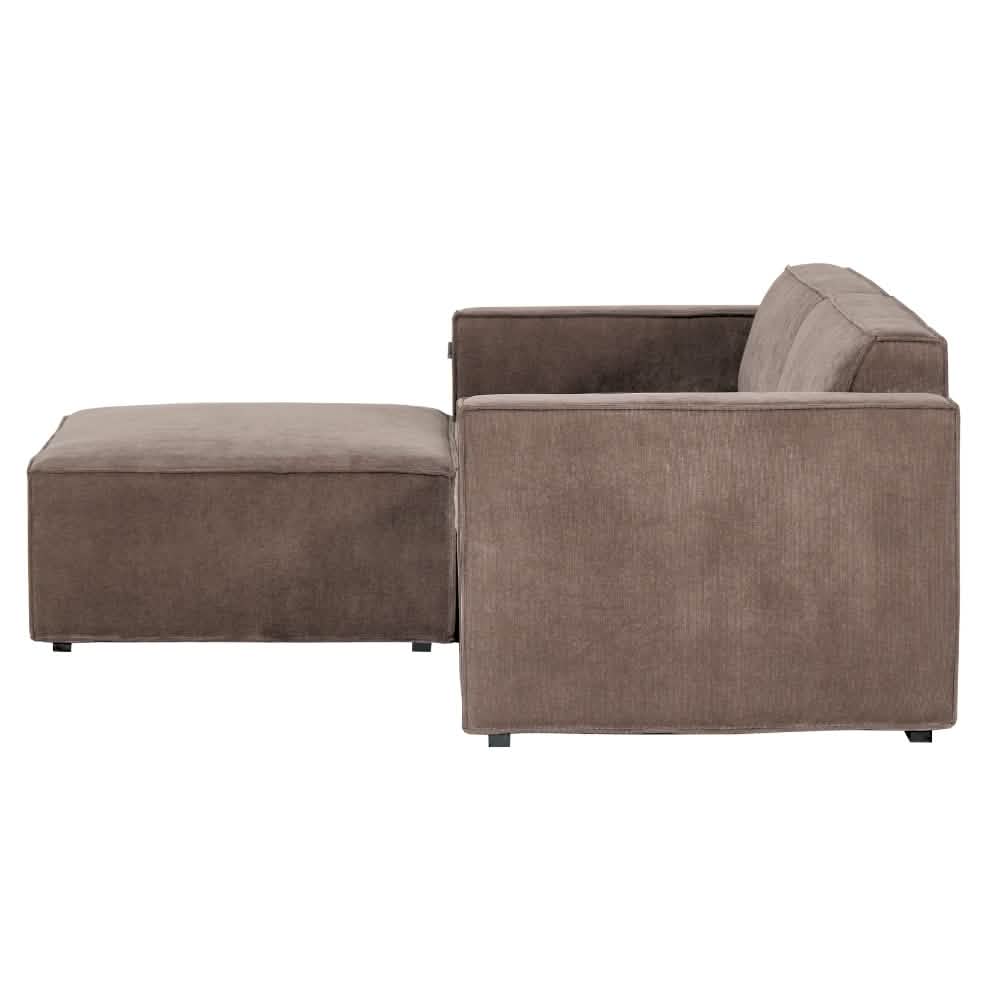 Balu Sofa - Grå/Brun Fløjl m. Puf - 240 cm