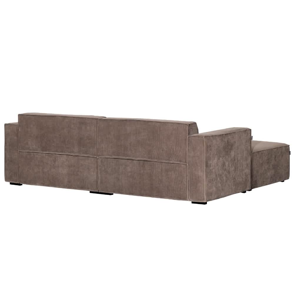 Balu Sofa - Grå/Brun Fløjl m. Puf - 240 cm