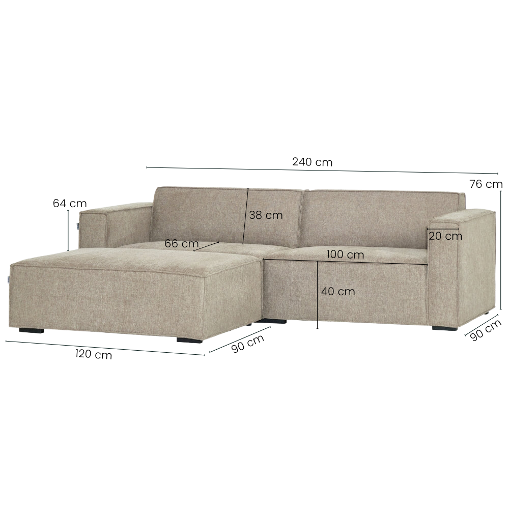 Balu Sofa - Sand m. Puf - 240 cm