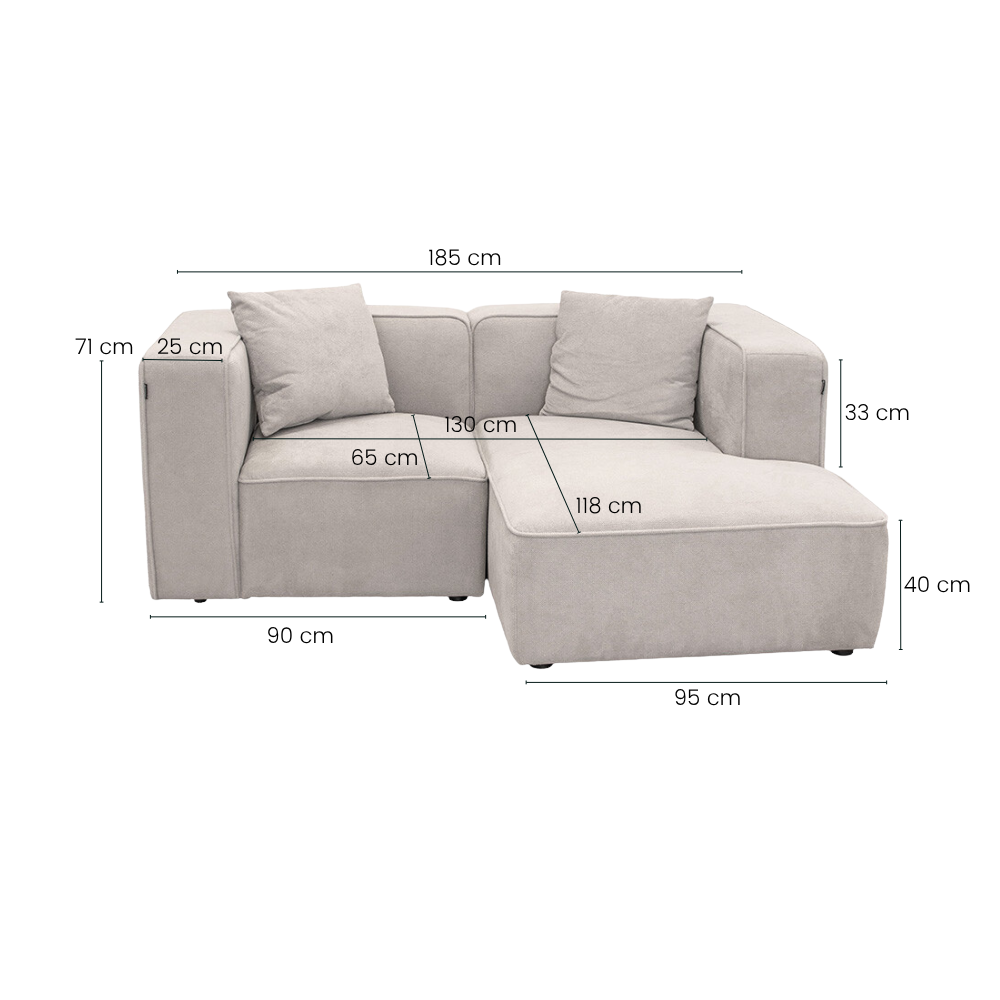 Benne 2-Pers. Modulsofa m. Chaiselong - Højrevendt - Beige