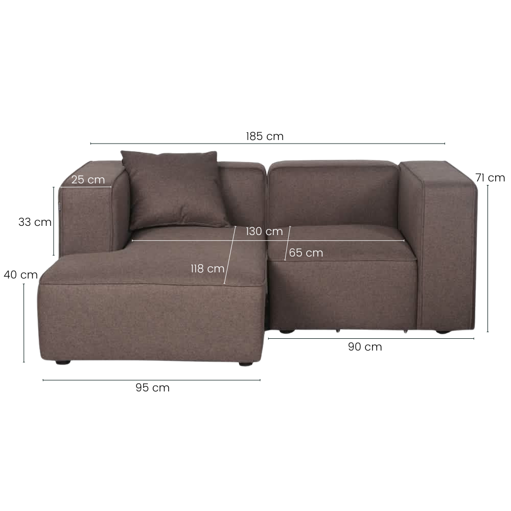 Benne 2-pers. Modulsofa m. Chaiselong - Venstrevendt - Mokka