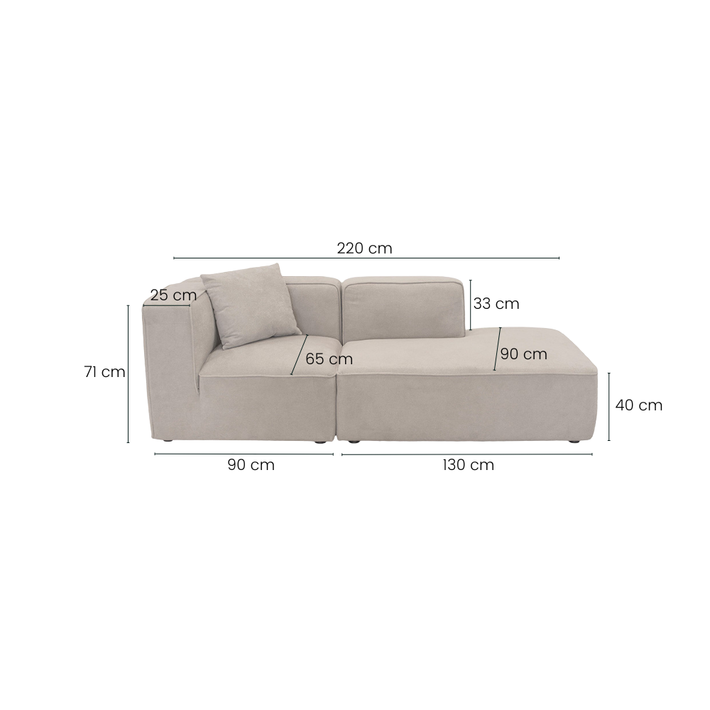 Benne 2-pers. Modulsofa m. Open-end - Højrevendt - Beige