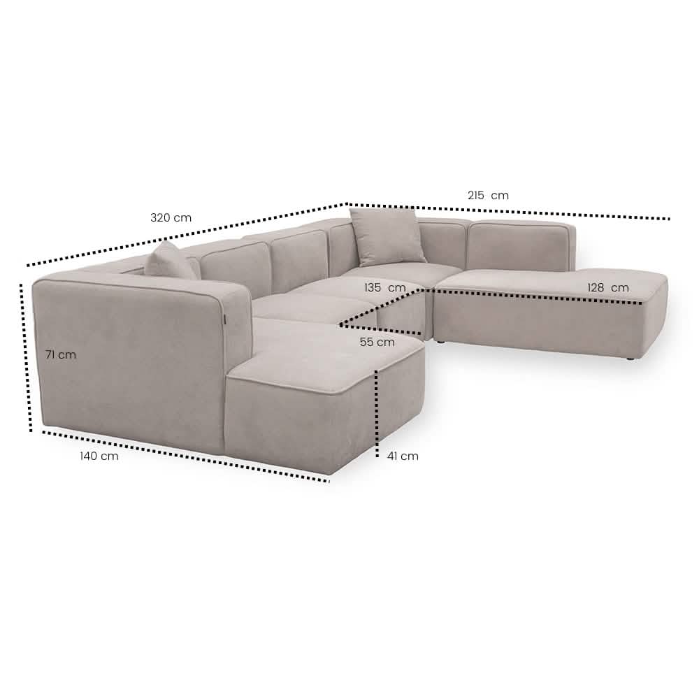 Benne U-modulsofa - Venstrevendt - Beige