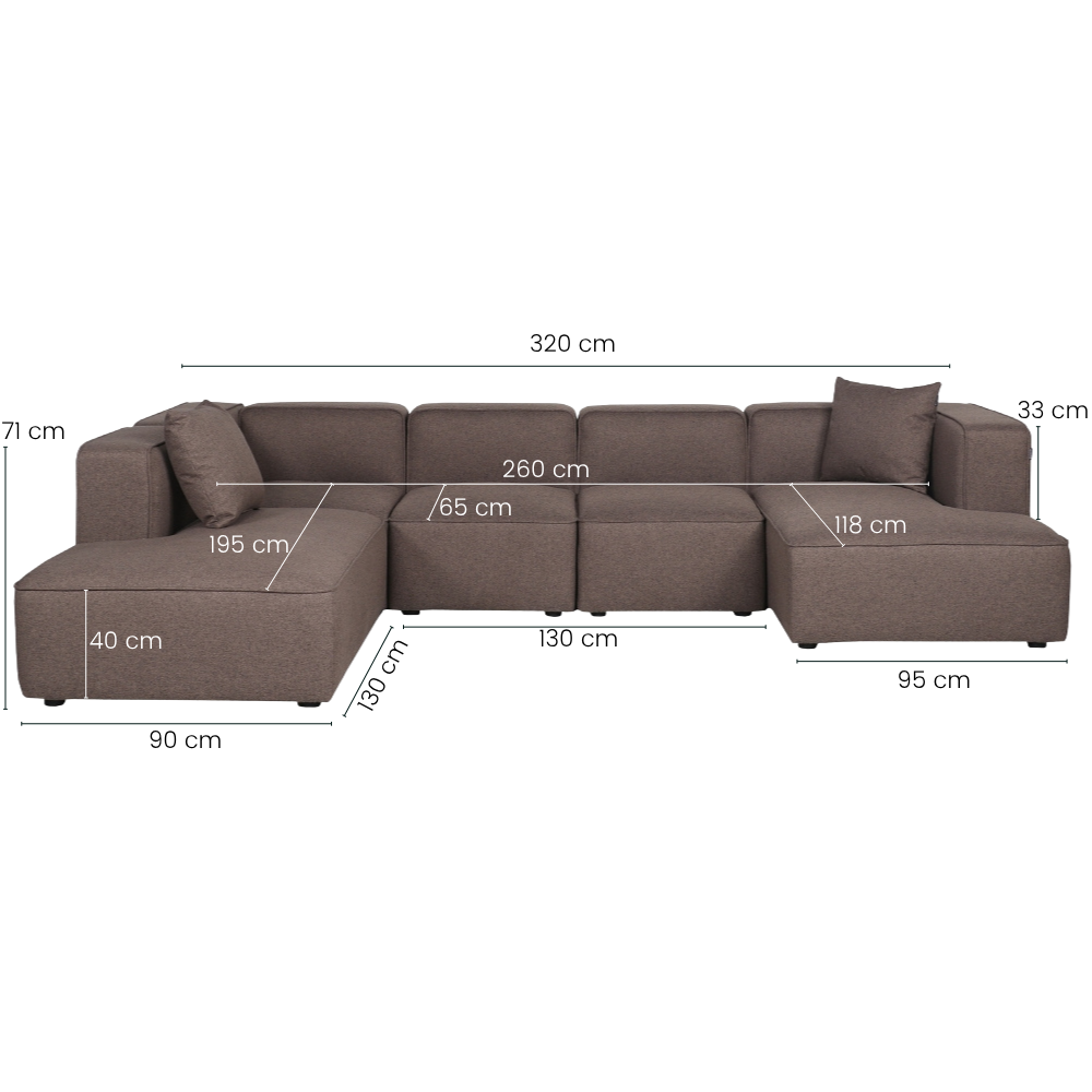 Benne U-Modulsofa - Højrevendt - Mokka