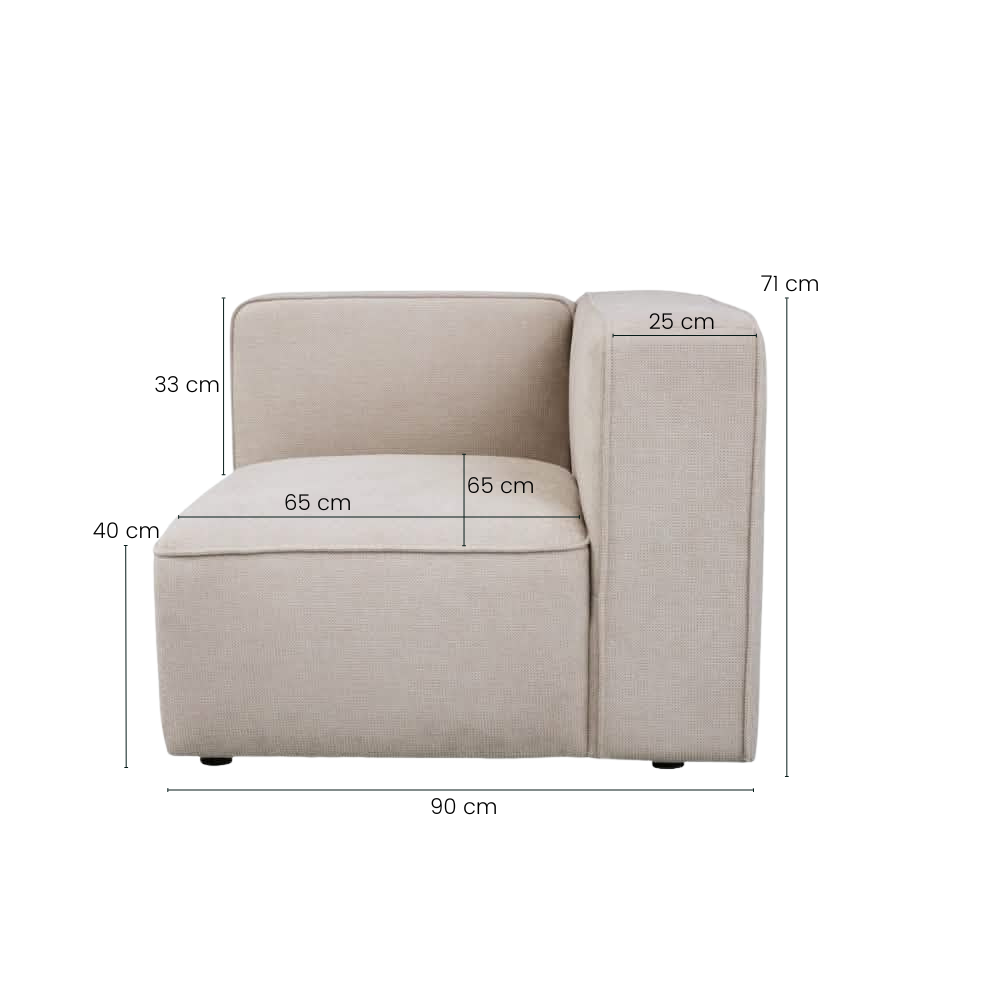 Benne Højre Hjørnemodul - Beige