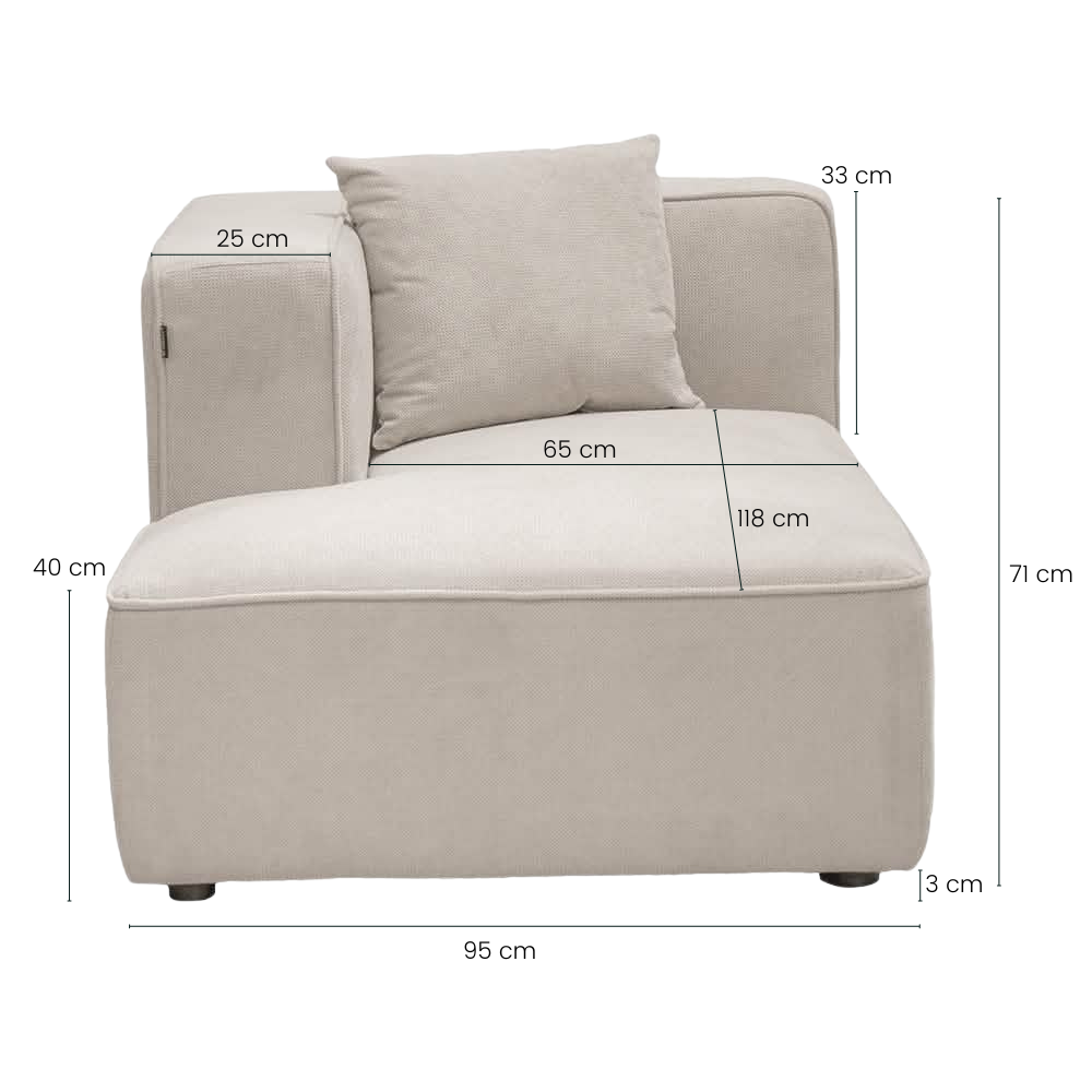 Benne Venstre Chaiselongmodul - Beige