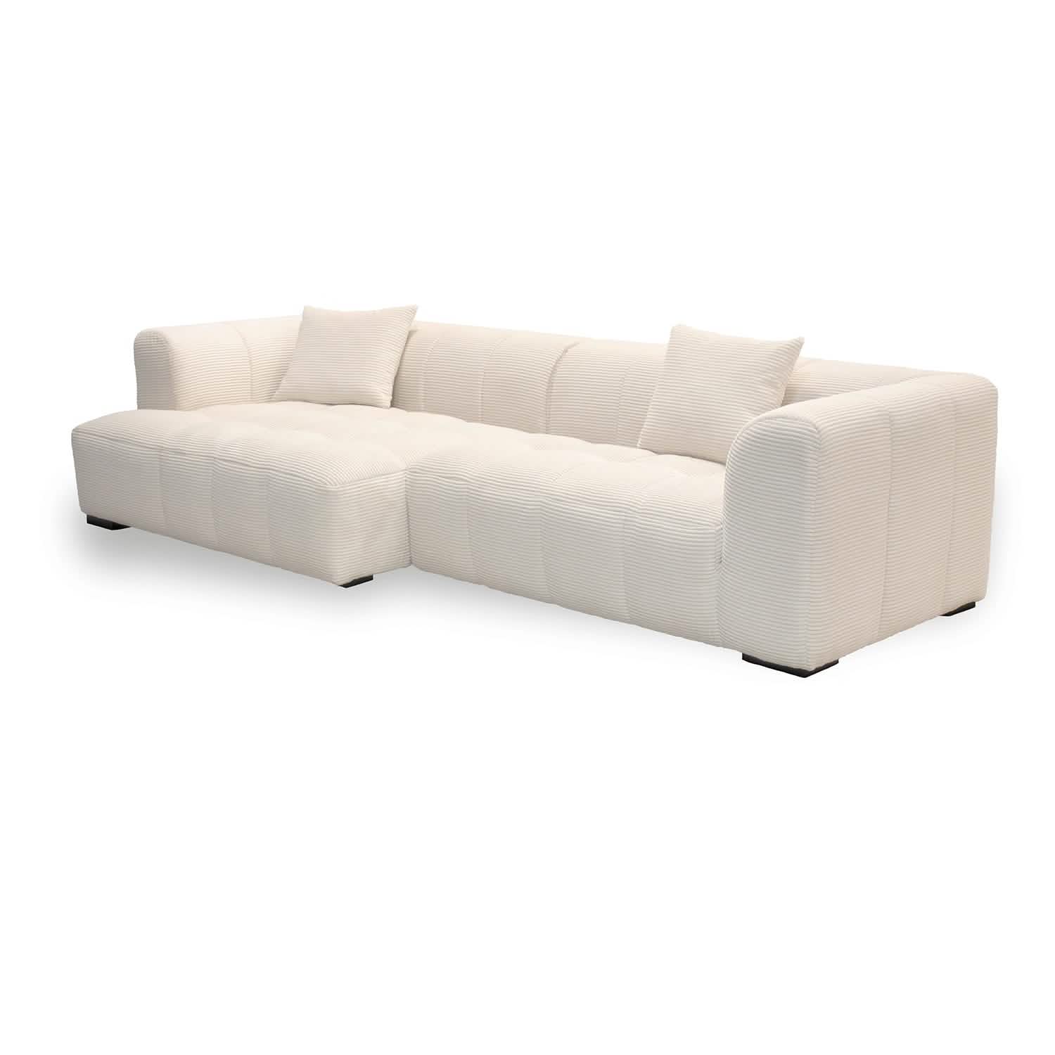 Bora Sofa i Lys Bredriflet Fløjl - Venstrevendt - 300 cm