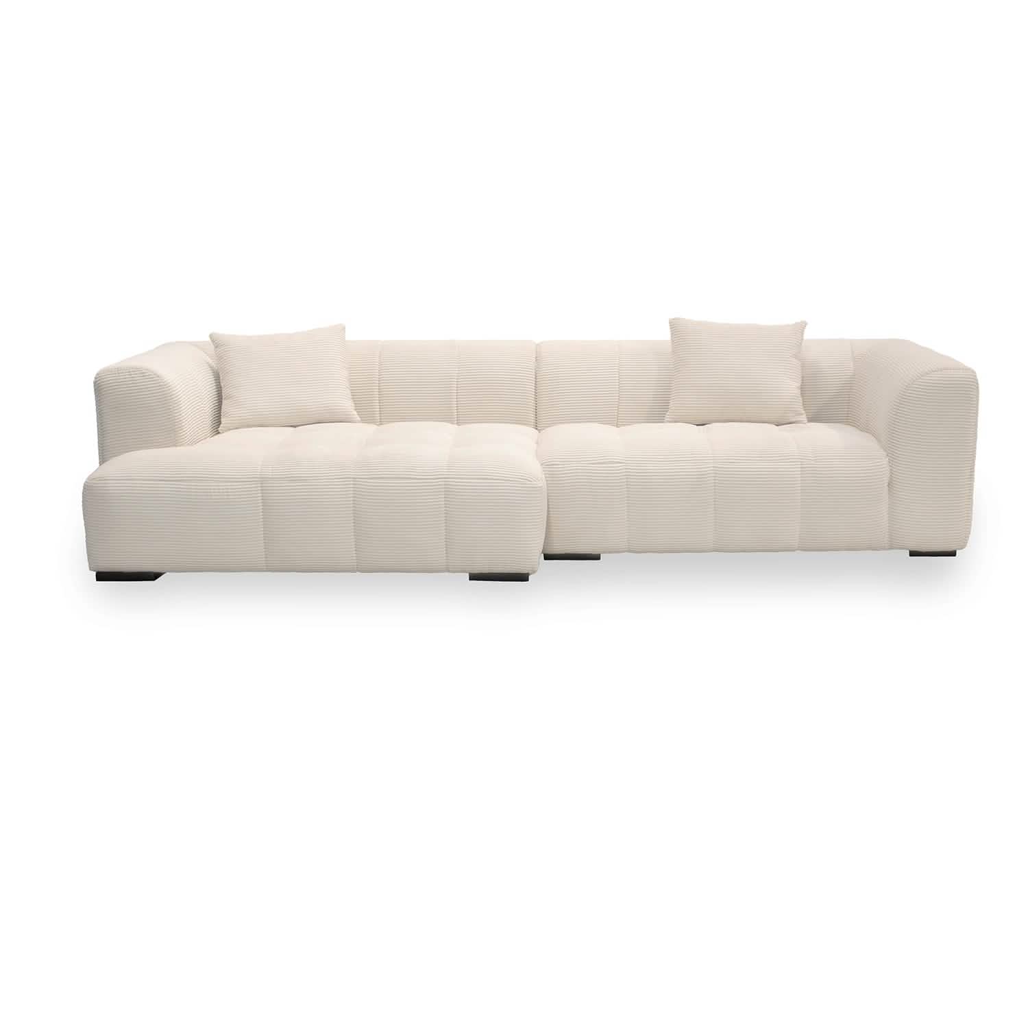 Bora Sofa i Lys Bredriflet Fløjl - Venstrevendt - 300 cm