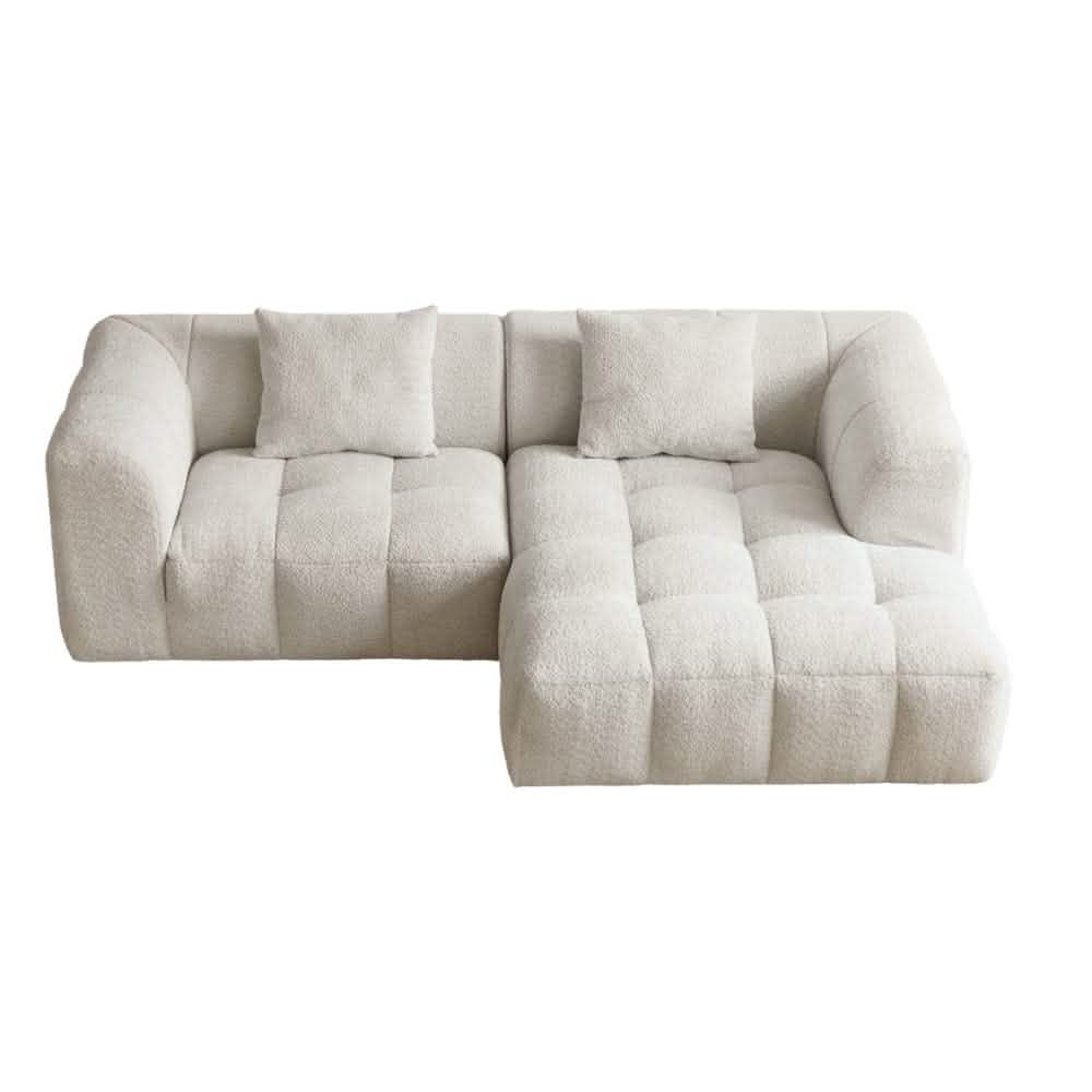 Bora Sofa i Beige Boucle - Højrevendt - 240 cm