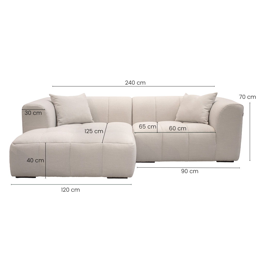 Bora Sofa i Beige Boucle Heroy - Venstrevendt - 240 cm