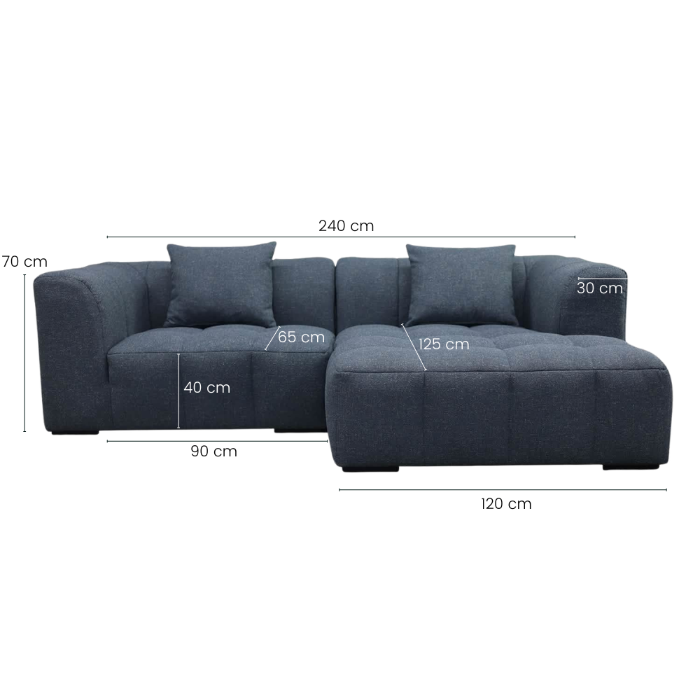 Bora Sofa - Højrevendt - 240 cm - Blå