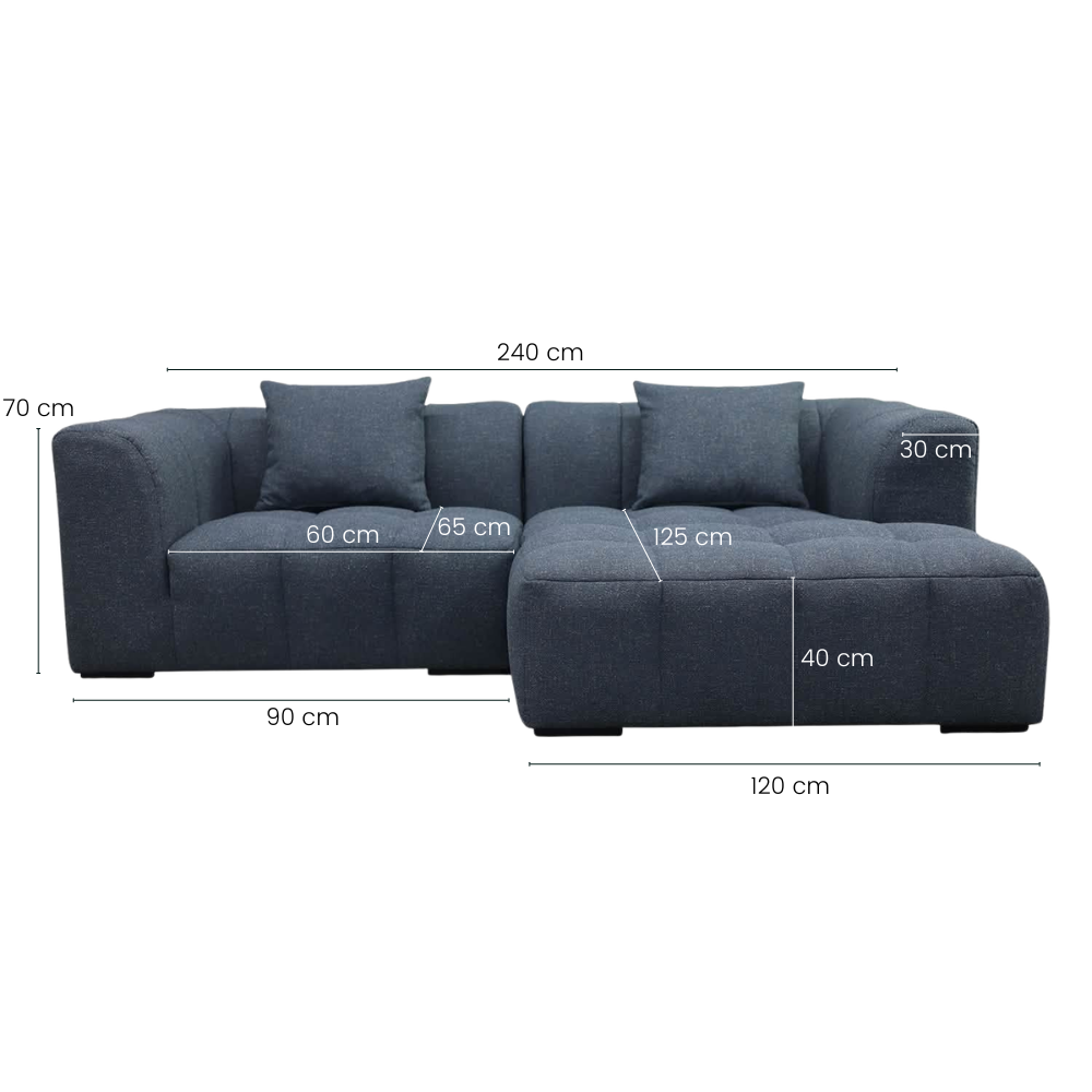 Bora Sofa - Højrevendt - 240 cm - Blå