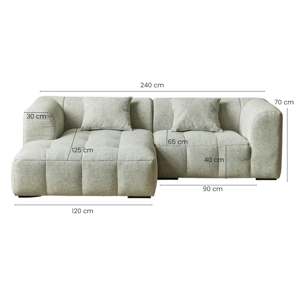 Bora Sofa - Venstrevendt - 240 cm - Olivengrøn